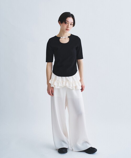 パンツ frill wide pants レディースの画像