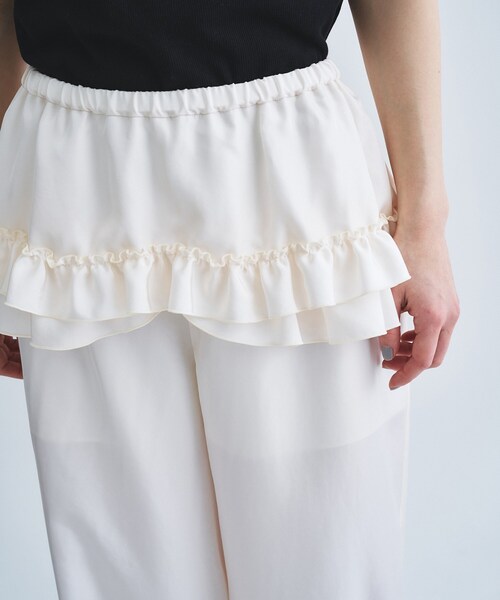 ワイドパンツ パンツ frill wide pants レディースの画像