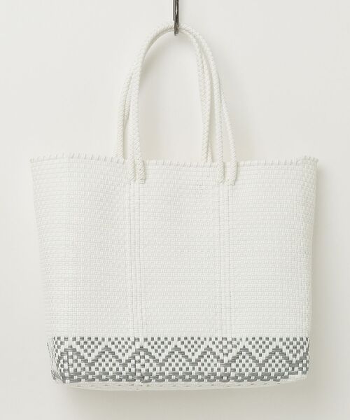 美品　Woven かごバッグ メルカドバッグ　ホワイト MAISON mou（メゾンムー） かごバッグ カゴバッグ 「Moon Bird/ムーン