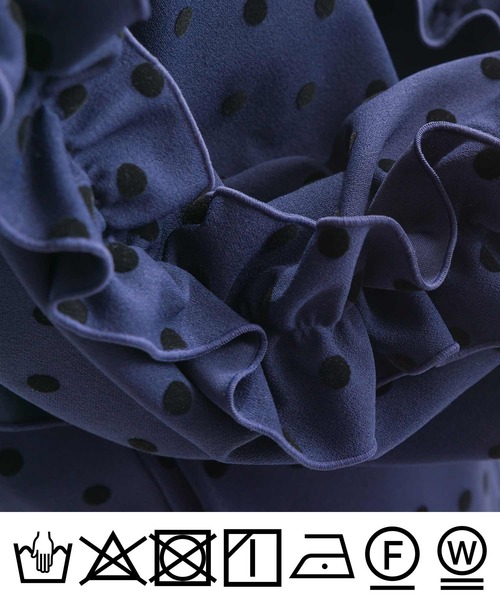 「PICCIN PERLA」 長袖ワンピース M ネイビー レディース_画像3