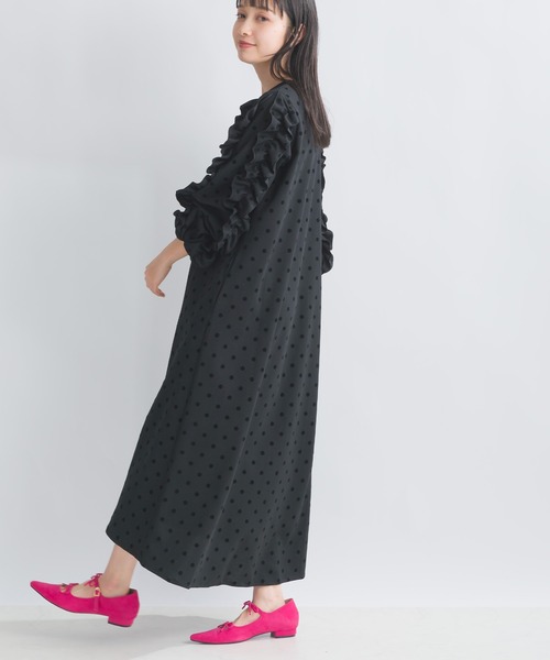 「PICCIN PERLA」 長袖ワンピース M ネイビー レディース_画像4