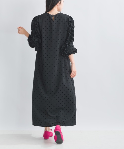 「PICCIN PERLA」 長袖ワンピース M ネイビー レディース_画像5