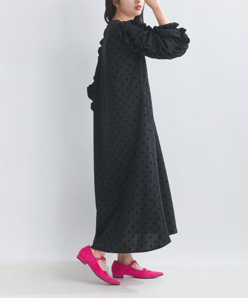 「PICCIN PERLA」 長袖ワンピース M ネイビー レディース_画像6