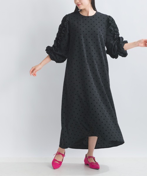 「PICCIN PERLA」 長袖ワンピース M ネイビー レディース_画像7