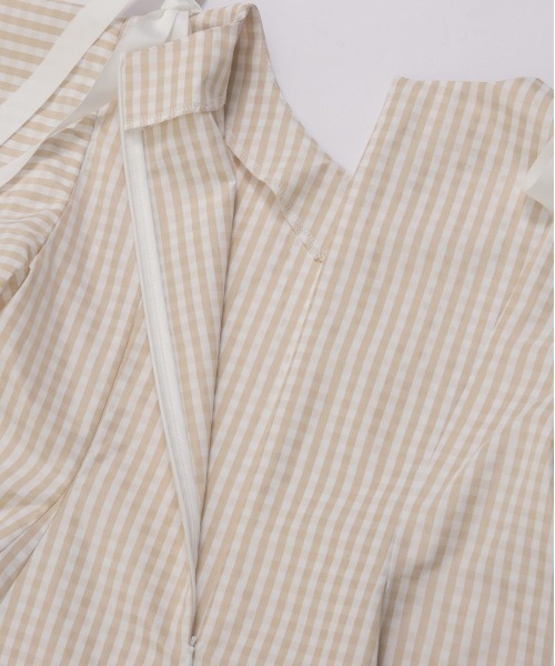 Fit more（フィットモア） ショルダーリボンギンガムAライントップス