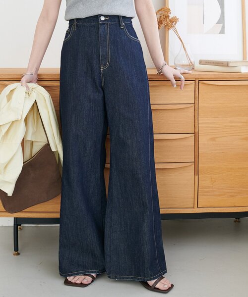 「DISCOAT」 デニムパンツ LARGE ネイビー レディース_画像2