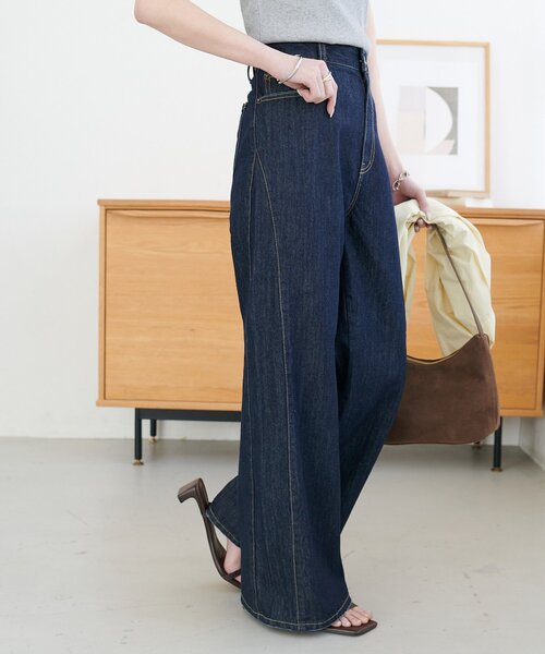 「DISCOAT」 デニムパンツ LARGE ネイビー レディース_画像4