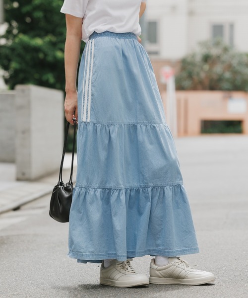 EVIS ストライプデニムスカート adidas（アディダス） ロング スカート ORI DENIM SKIRT スリー