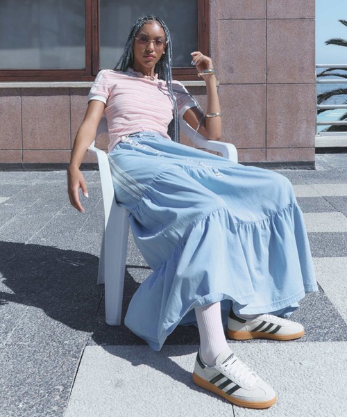 EVIS ストライプデニムスカート adidas（アディダス） ロング スカート ORI DENIM SKIRT スリー