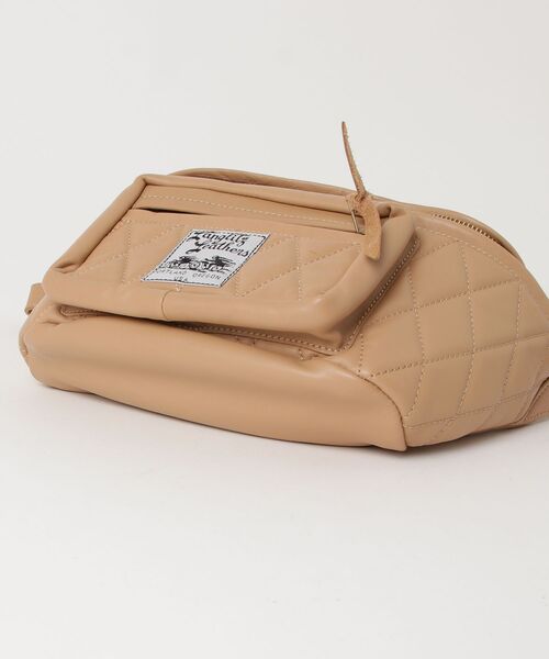 Langlitz Leathers」 padded outside pocket waist bag - ベージュ
