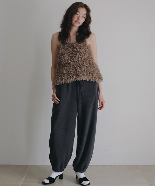 【anuke】 Tulle Fringe Camisole ブラック　黒 anuke（アンヌーク） キャミソール Tulle Fringe Camisole : ZOZOTOWN
