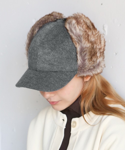 IKUMI　FAKE FUR CAP　フェイクファー　フライトキャップ　帽子 14+ キャップ 帽子 フェイクファーハット / フライトキャップ