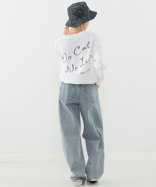 tシャツ 「UNISEX」 ”NO CAT， NO LIFE.”  ロングTシャツ レディース メンズ UNISEX〉 'NO CAT, NO LIFE.' ロングTシャツ（Tシャツ