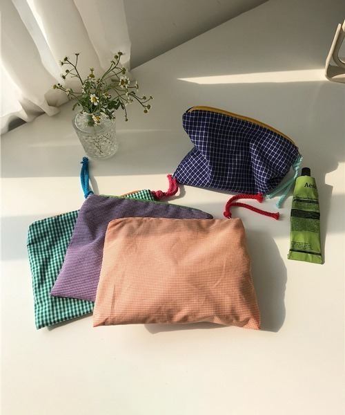 Pochi Pouch ポーチ Pouch/チェック柄 カラフル マルチポーチ