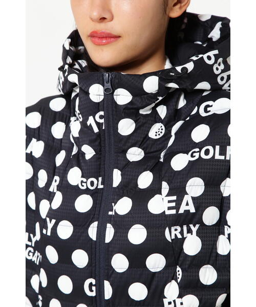 【新品未使用】かわいい♡パーリーゲイツ　ドット柄ダウンジャケット PEARLY GATES ブルゾン アウター 「PEARLY GATES」ドット×ロゴ柄