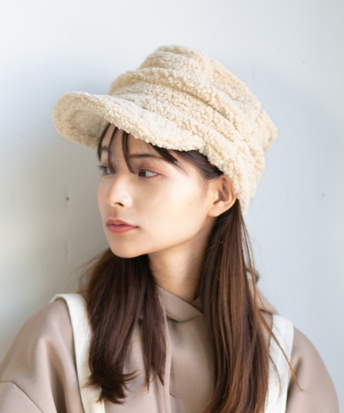yori ⭐︎ ボアキャップ  ホワイト⭐︎ 12月上旬発送予定もふボアリボンキャップ 【2023AWオンライン