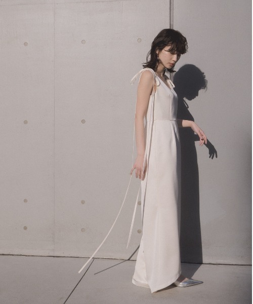 kaene（カエン） パーティードレス ドレス サテンリボンドレス「white