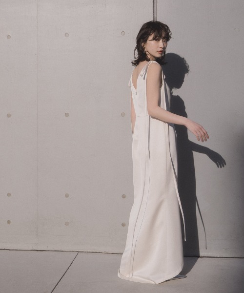 kaene（カエン） パーティードレス ドレス サテンリボンドレス「white