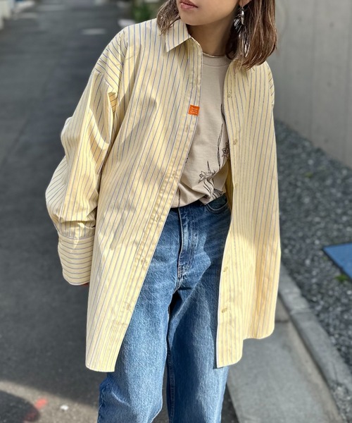 【新品未使】マイストラーダMystrada BIGシャツ ストライプビッグジャツ mi via loca ブラウス シャツ ストライプBIGシャツ レディース