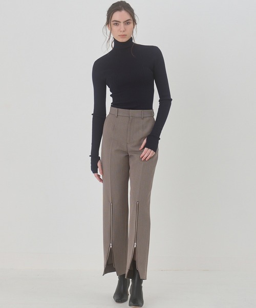 LE CIEL BLEU パンツ チェックジップパンツ / Check Zip Pants