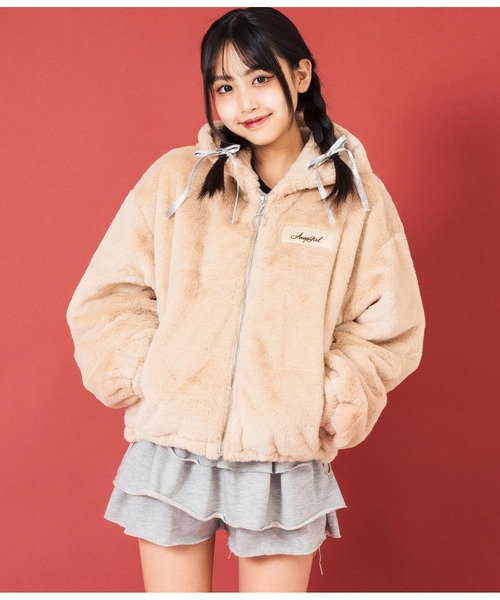 りー 女の子 150サイズ 秋冬 アウター トップス ショーパン パーカー ANAP GiRL ブルゾン アウター ファーパーカーブルゾン キッズ
