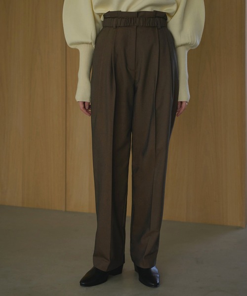 MANOF（マノフ） スラックス パンツ GATHER BELT TUCK PANTS