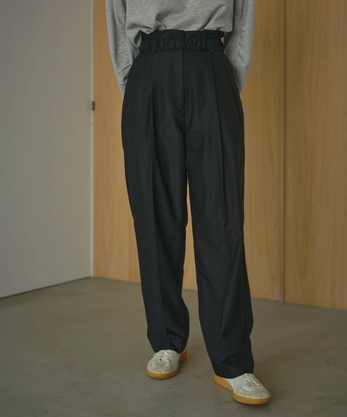 MANOF（マノフ） スラックス パンツ GATHER BELT TUCK PANTS
