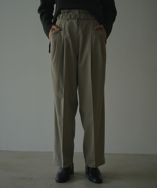 MANOF（マノフ） スラックス パンツ GATHER BELT TUCK PANTS