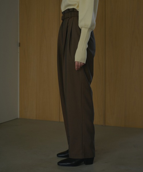 MANOF（マノフ） スラックス パンツ GATHER BELT TUCK PANTS