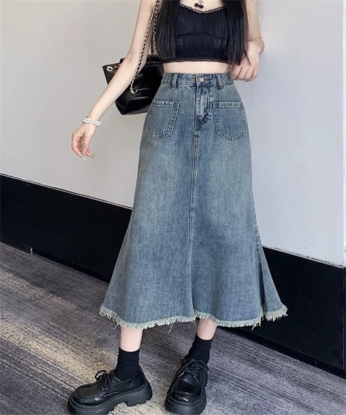 Dream garden（ドリームガーデン） デニムスカート 裾フリンジデサント