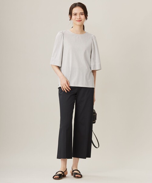 自由区 パンツ 「接触冷感・洗える」コットンサテンストレッチ