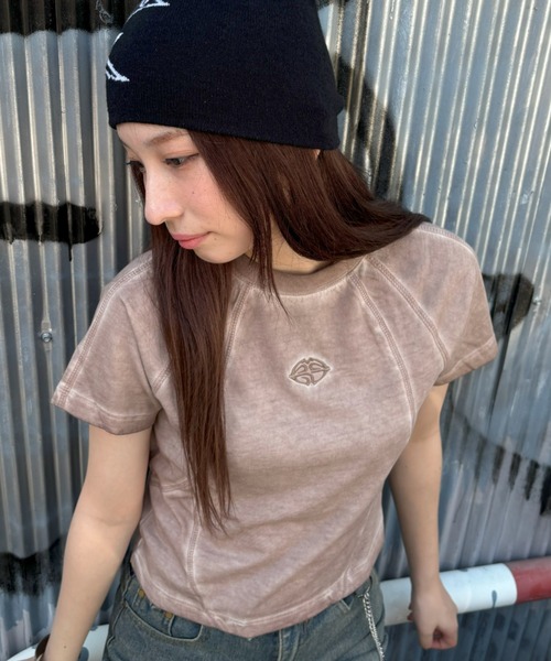 tシャツ 「mahagrid/マハグリッド」 CURVED SEAM CROP TEE/カーブシームクロップ Tシャツ レディース
