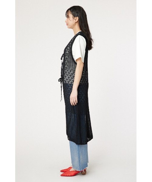 zoeの合わせロングジレ　ブラウン腰に紐付き セール】 【CLASSY.6月号掲載】リネンレーヨンストレッチ ロング
