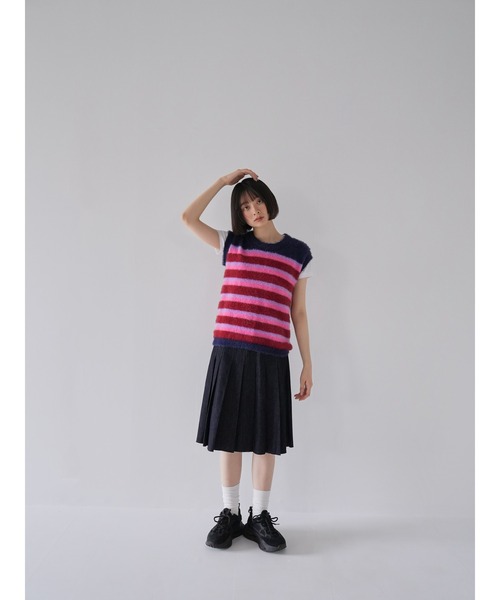 ベスト ジレ 「ZOZO限定」フラッフィー ボーダー ニットベスト ふわふわ レディース Uenui ベスト ジレ 「ZOZO限定」フラッフィー ボーダー ニット