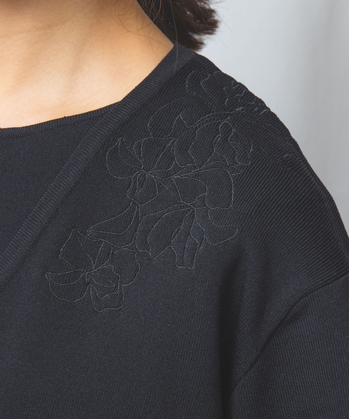 NARACAMICIE / ナラカミーチェ 【NARACAMICIE】NERO 刺繍ボレロ NARACAMICIE ニット セーター 「NARACAMICIE」NERO 刺繍ボレロ