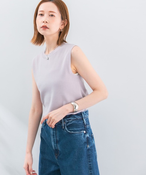 タンクトップ ノースリーブ M1851 針抜きリブタンクトップ レディース FREAK'S STORE タンクトップ ノースリーブ 花柄針抜きフライス