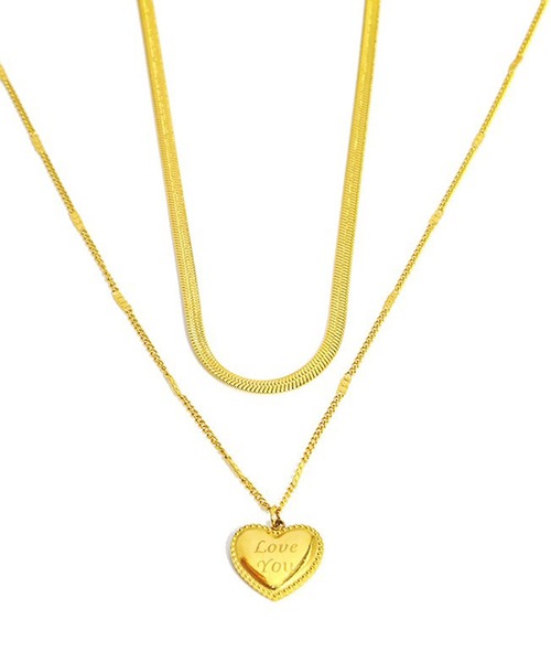 DiamondHearts（ダイヤモンドハーツ） ネックレス 2連チェーンハート