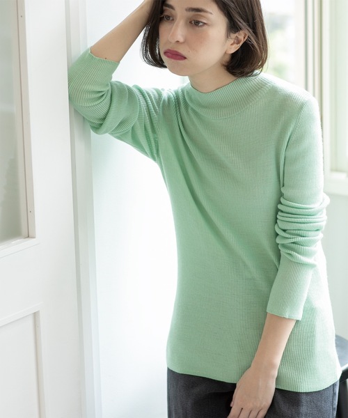 ニット セーター ハイネックシアーリブニット レディース OPAQUE.CLIP ニット セーター 「5color」ハイネックシアー