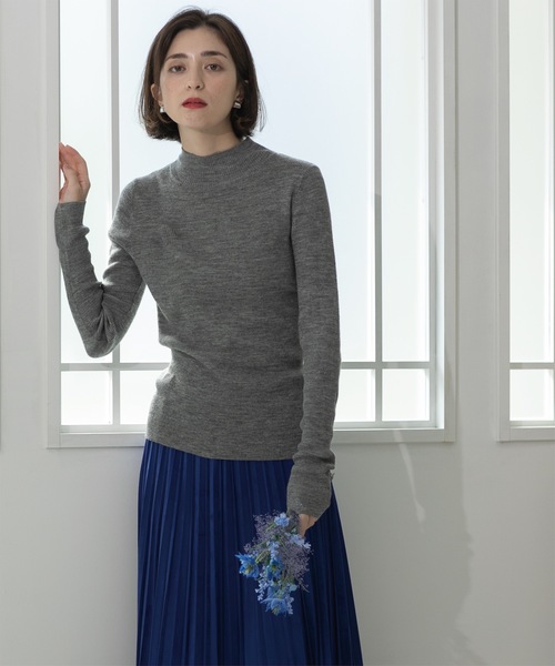 ニット セーター ハイネックシアーリブニット レディース OPAQUE.CLIP ニット セーター 「5color」ハイネックシアー