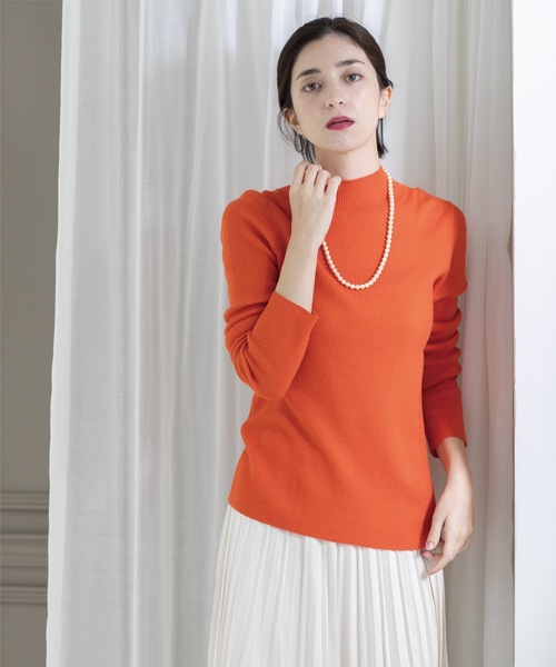ニット セーター ハイネックシアーリブニット レディース OPAQUE.CLIP ニット セーター 「5color」ハイネックシアー