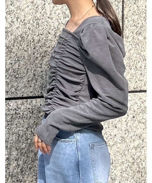 Re:EDIT tシャツ ストレッチリブカットソースクエアネック