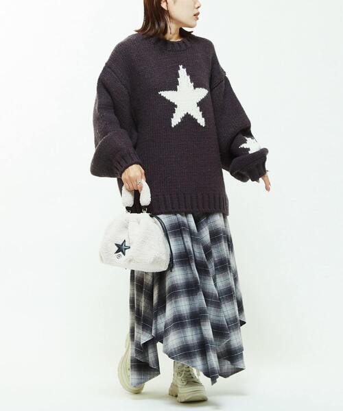 ニット セーター OPEN WORK STAR HAND MADE PULLOVER KNIT レディース メンズ OPEN WORK STAR☆ HAND MADE PULLOVER KNIT｜CONVERSE TOKYO