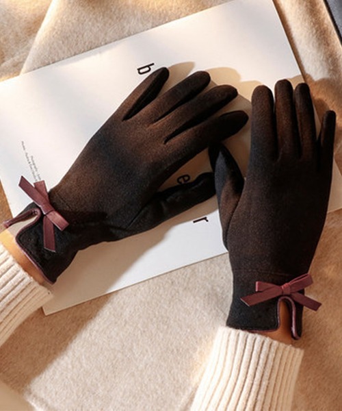DAY CLOSET 手袋 「スマホ対応」レディース 裏起毛パイピングスリット