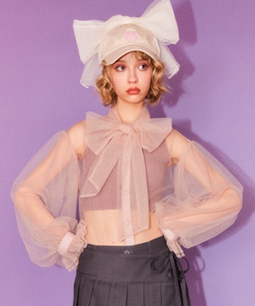 ブラウス シャツ RIBBON TULLE ブラウス レディース