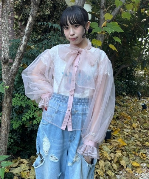 Candy Stripper ブラウス シャツ RIBBON TULLE レディース