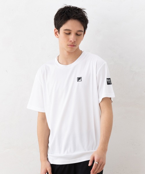 FILA フィラ テニスウェア 半袖TシャツVM5601 ホワイト メンズM新品 FILA（フィラ） tシャツ ブランド ロゴ 刺繍 ワンポイント 吸汗速乾