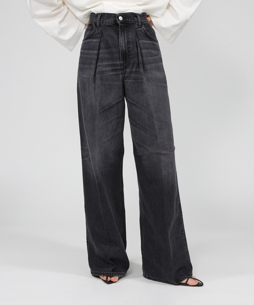 HAIKURE ブラックデニムパンツ ハイウエスト