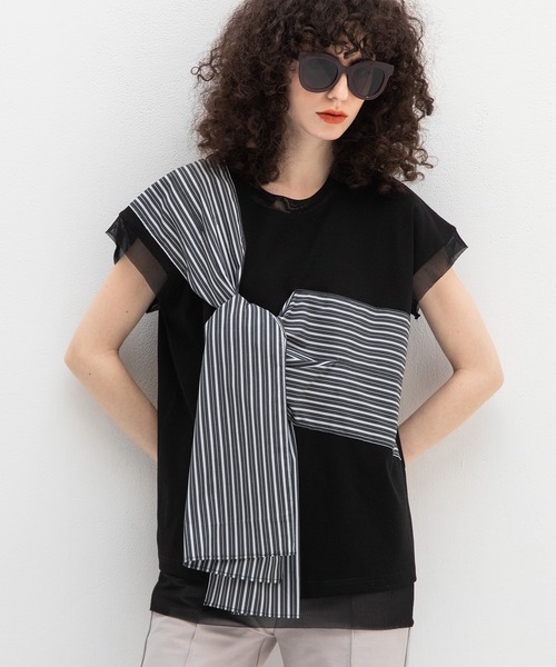 新品タグ付【AULA AILA】リボンポイントTシャツ（Black） AULA AILA（アウラ アイラ） tシャツ リボンポイントTシャツ