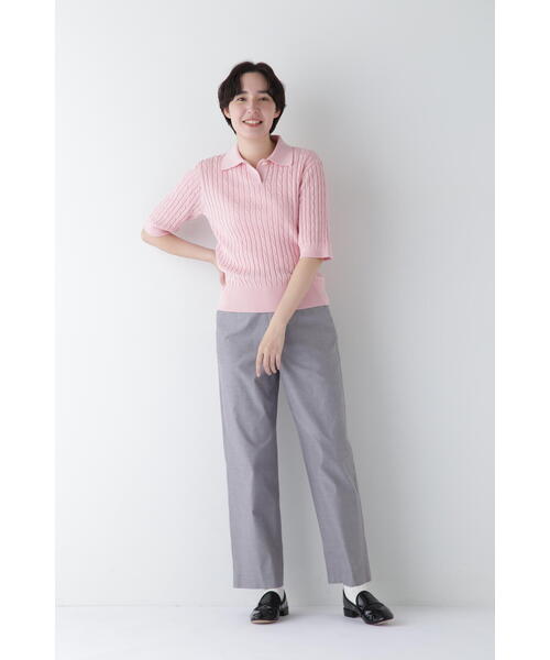 パンツ 「5サイズ展開」ドビーストレッチストレートパンツ レディースの画像