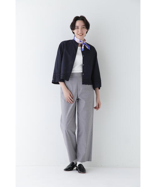 パンツ 「5サイズ展開」ドビーストレッチストレートパンツ レディースの画像